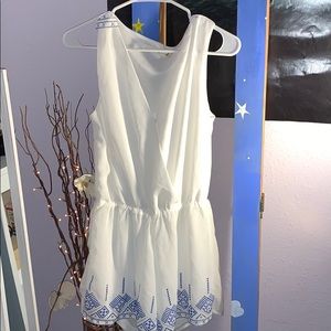 White Romper with Blue Detailing